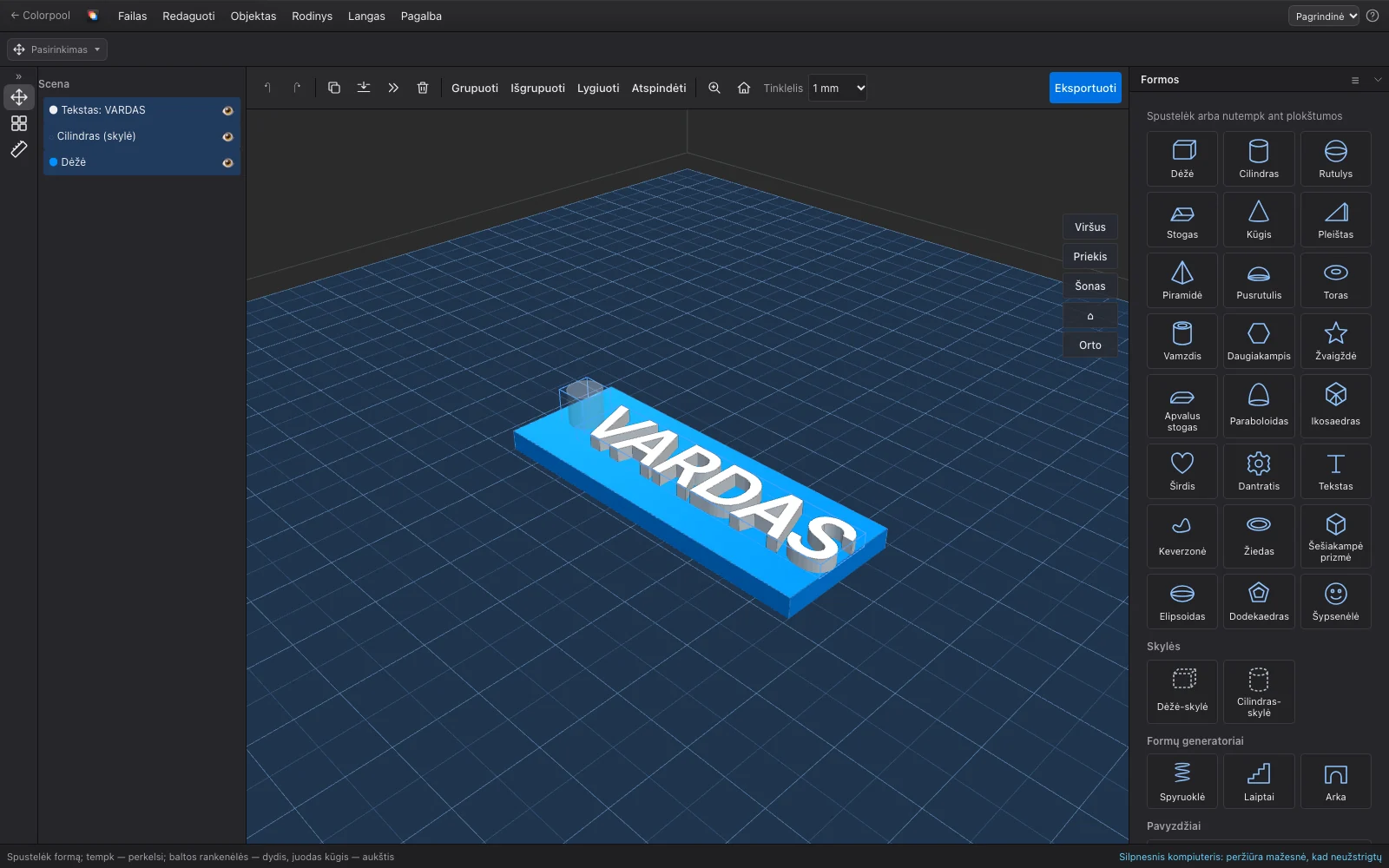 Colorpool 3D with an example project open
