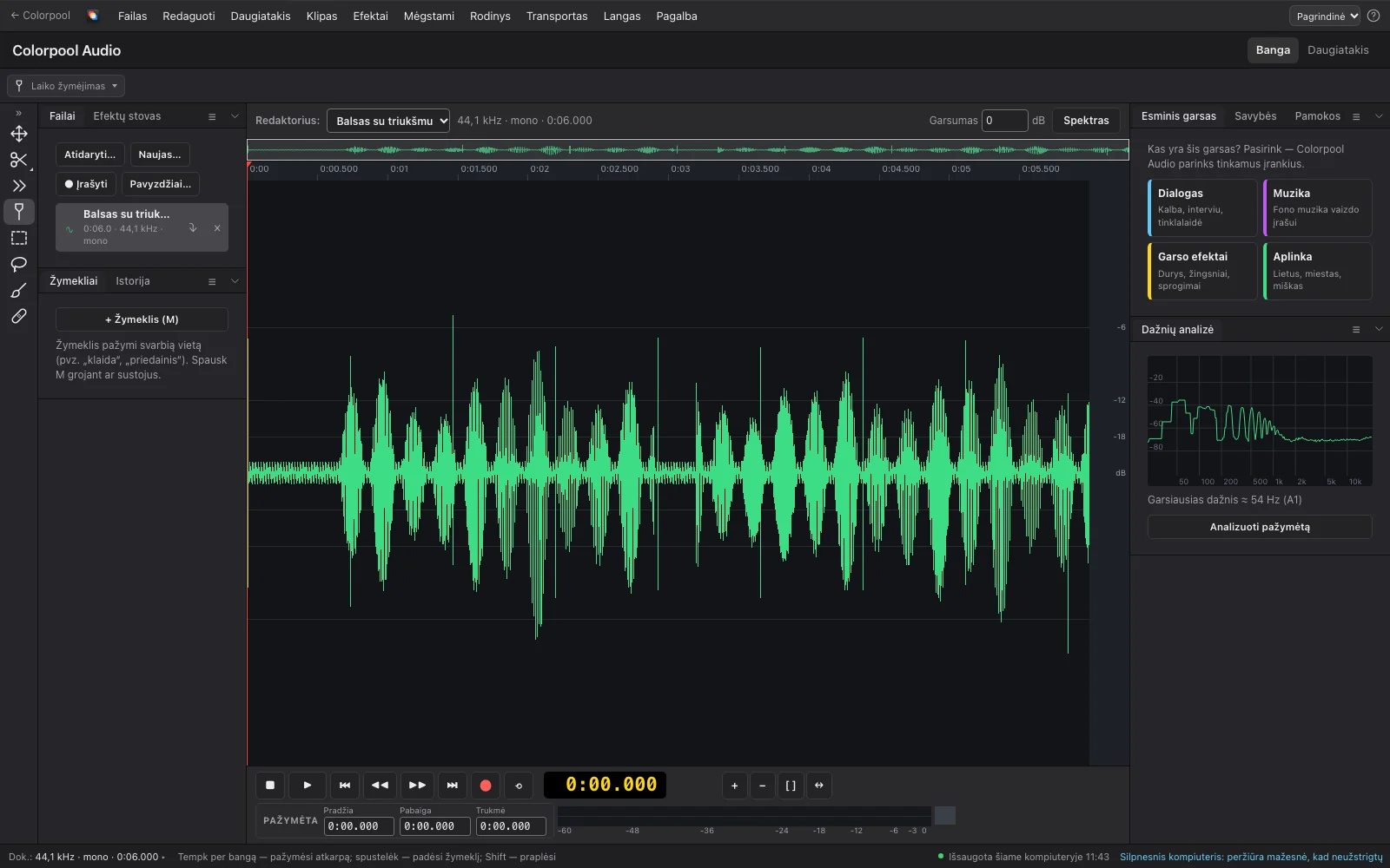Colorpool Audio with an example project open