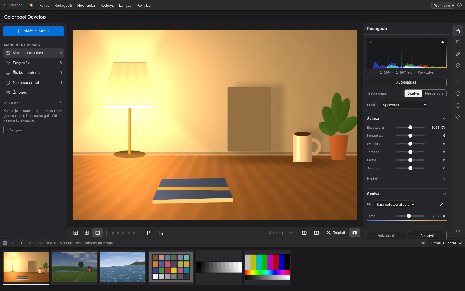 Colorpool Develop developing a photo of a room under a warm lamp