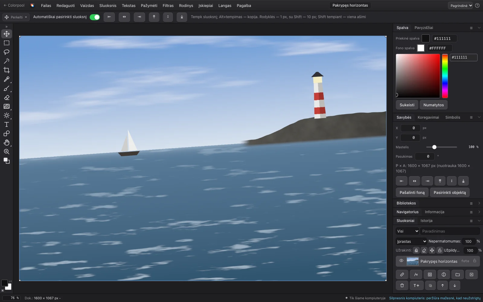 Colorpool Photo editing a seascape with a lighthouse